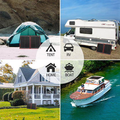 Dokio 100W Panneau Solaire Flexible et Pliant 18V avec Kit Contrôleur 12V – Idéal pour Camping, Voyage et VR - BLACKBEARD OUTDOOR INDUSTRIES