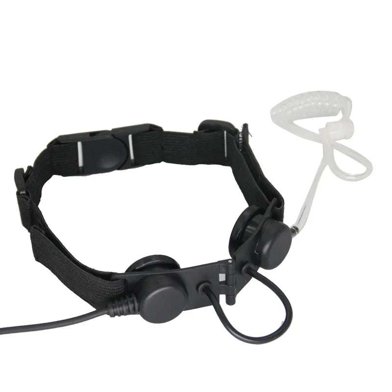Micro Laryngophone Imperméable + PTT Doigt – Casque Tube Acoustique Talkie-Walkie BaoFeng, Kenwood, TYT