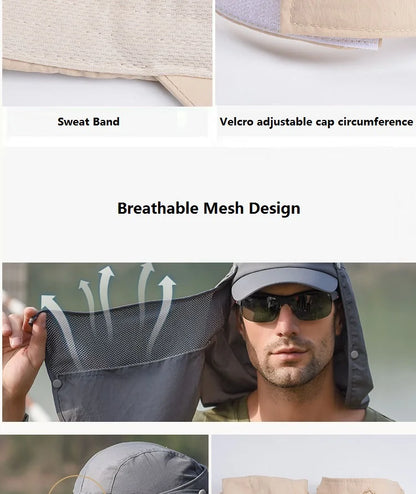 Chapeau de Protection UV d'Été – Casquette Anti-UV avec Protection du Cou et du Visage, Pliable, Séchage Rapide, Imperméable, Idéale pour Randonnée, Pêche et Activités Outdoor - BLACKBEARD OUTDOOR INDUSTRIES
