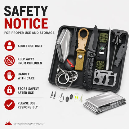 Kit de survie outdoor complet avec boîte de rangement