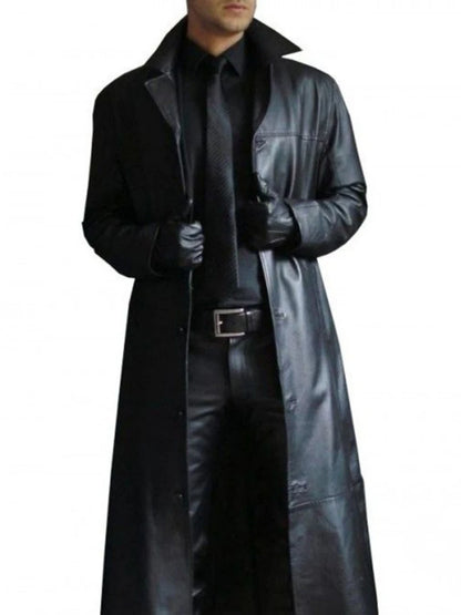 Trench long homme en simili cuir