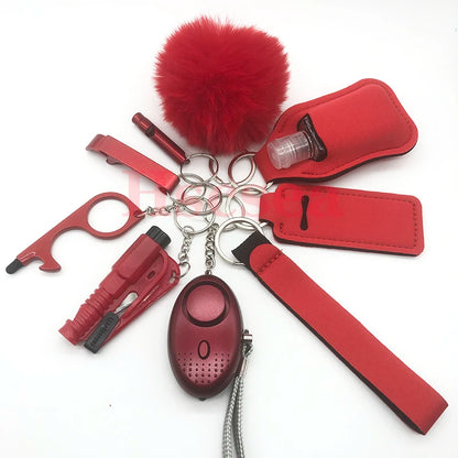 Kit porte-clés de sécurité femme 10 pièces avec dragonne