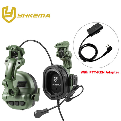 Casque Tactique Électronique sur Rail de Casque – 22 dB NRR, Amplification ×6, Micro Boom, PTT Kenwood