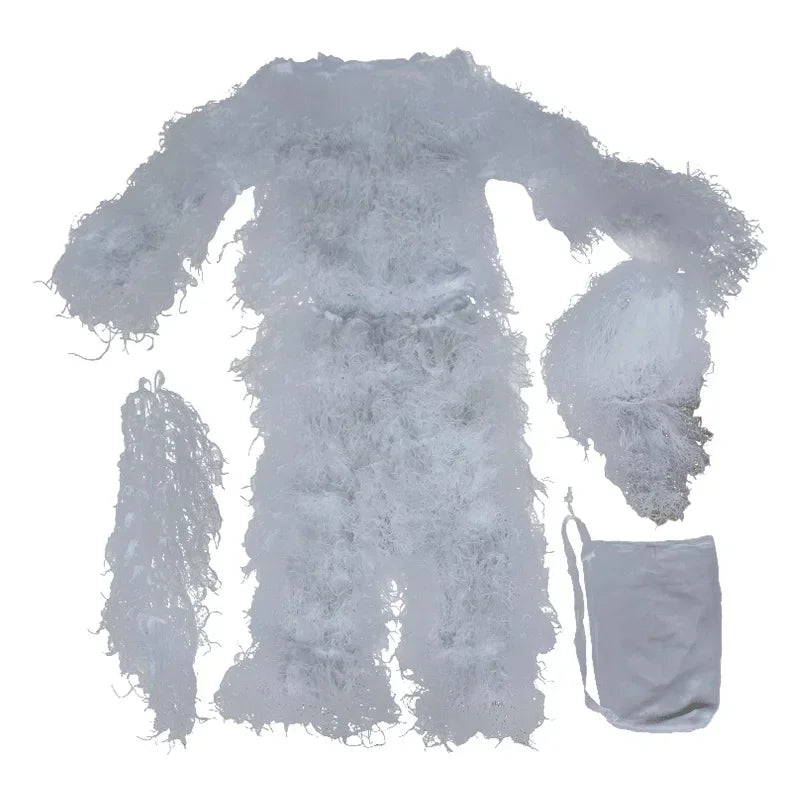 Ghillie Suit 3D Camouflage Feuilles 5 Pièces – Chasse, Airsoft, Sniper | Woodland, Désert, Neige