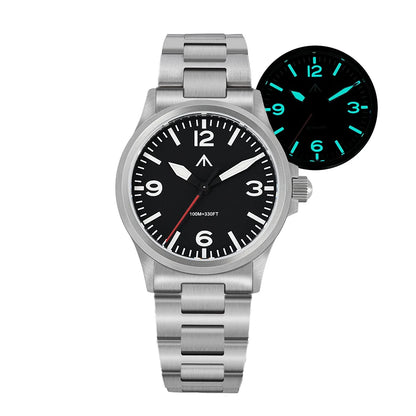 Montre ML18 36 mm – Acier brossé et verre saphir