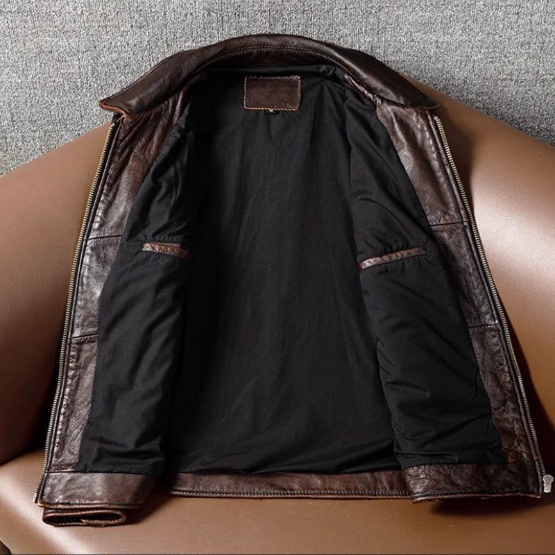 Veste en Cuir Véritable M65 Homme — Moto, Outdoor & Chasse | Noir & Marron | M à 8XL - BLACKBEARD OUTDOOR INDUSTRIES