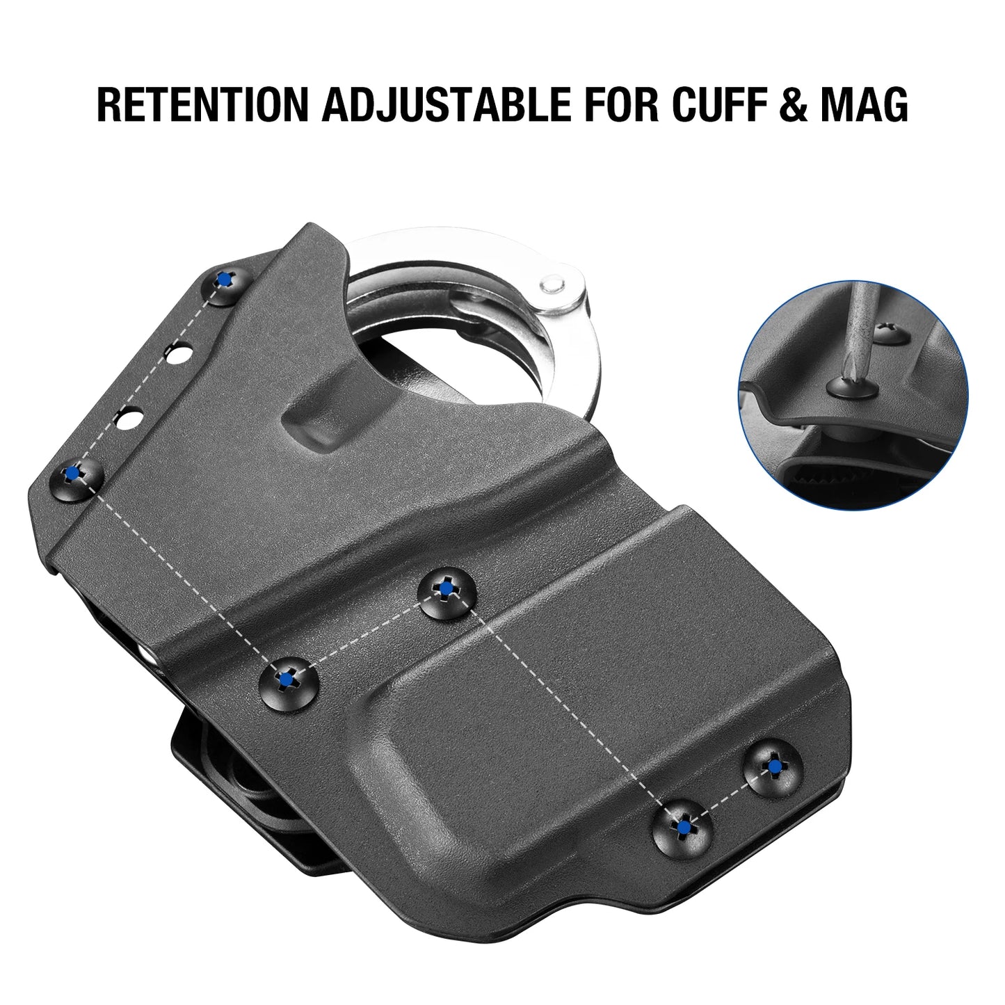 Holster Kydex Menottes + Chargeur Double 9mm/.40 Combo – OWB Ceinture | Menottes Articulées & Chaîne - BLACKBEARD OUTDOOR INDUSTRIES