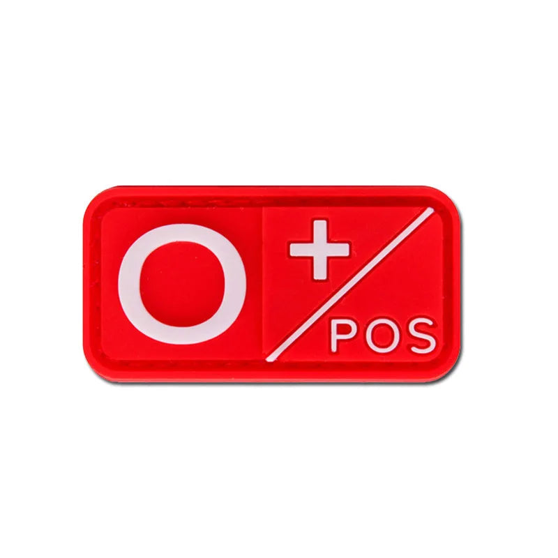 Patch Groupe Sanguin 3D PVC – A B AB O Rh + / - – Écusson Tactique Militaire Hook & Loop 5×2,5 cm - BLACKBEARD OUTDOOR INDUSTRIES