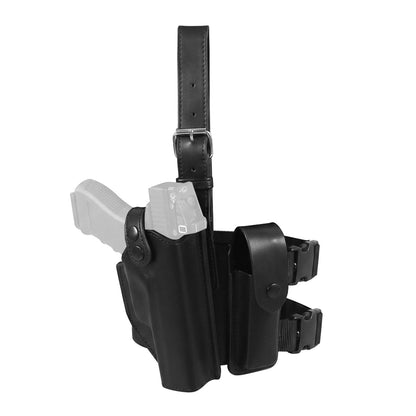 Holster de cuisse droitier Glock 17, 18 et 19 avec porte-chargeur