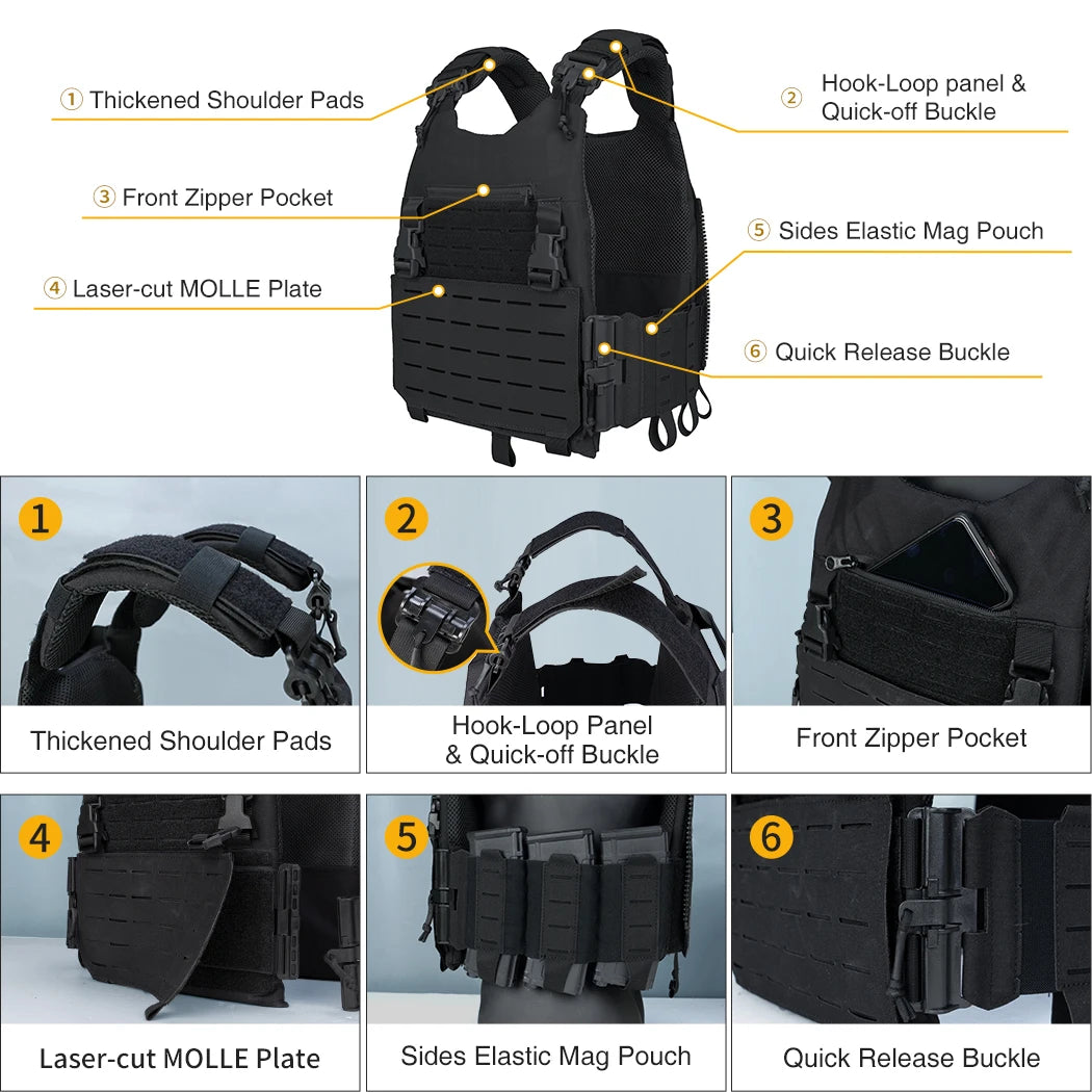 Gilet tactique porte plaques IDOGEAR LSR laser cut MOLLE - BLACKBEARD OUTDOOR INDUSTRIES