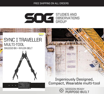 SOG Sync I Traveler EDC Multi-tool with 10 Survival Tools, Tactical & Outdoor Camping Supplies, Portable Travel & Hiking Kit Set BLACKBEARD OUTDOOR INDUSTRIES