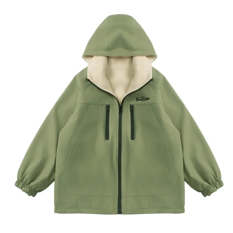 Veste Polaire Double Face Enfant – Coupe-Vent Imperméable Chaude Garçon Fille