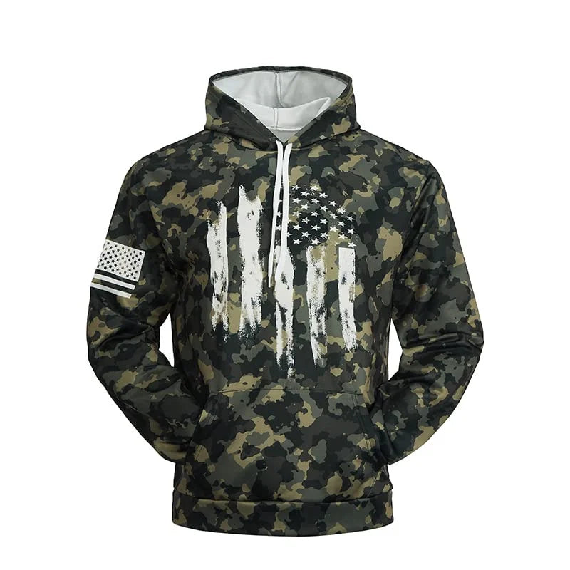 Hoodie Camouflage 3D Drapeau Américain — Sweat à Capuche Patriotique USA Imprimé Homme Femme Enfant - BLACKBEARD OUTDOOR INDUSTRIES