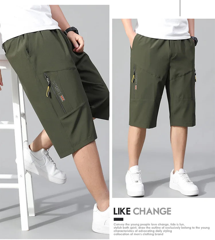 Short Cargo Homme - Poches Zippées, Taille Élastique, Coton Respirant, Style Décontracté Été Ma boutique