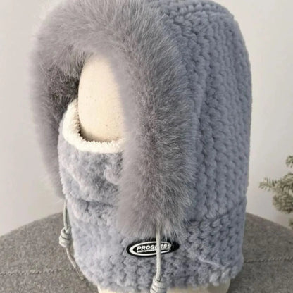 Bonnet Femme Thermique avec Écharpe Intégrée - Protection Oreilles et Cou Hiver