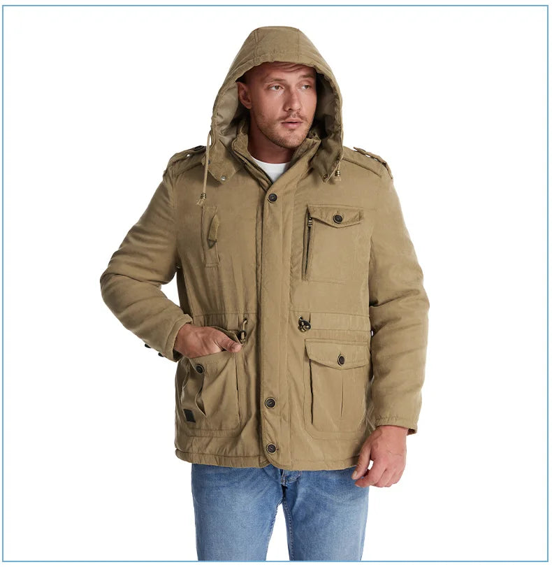 Parka Homme Hiver Chaude – LZLLTT Avec Capuche Amovible | Doublure Polaire | Multipoches | -30°C à +5°C - BLACKBEARD OUTDOOR INDUSTRIES