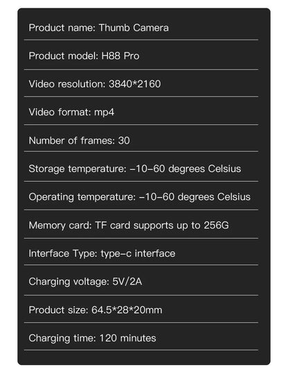 4K Bodycam  d’action 4K ultra-compacte Ma boutique