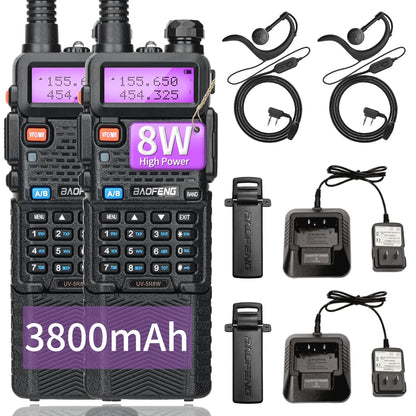 BAOFENG UV-5R 8W – Talkie-Walkie Double Bande VHF/UHF, 128 Canaux, Portée 10 km