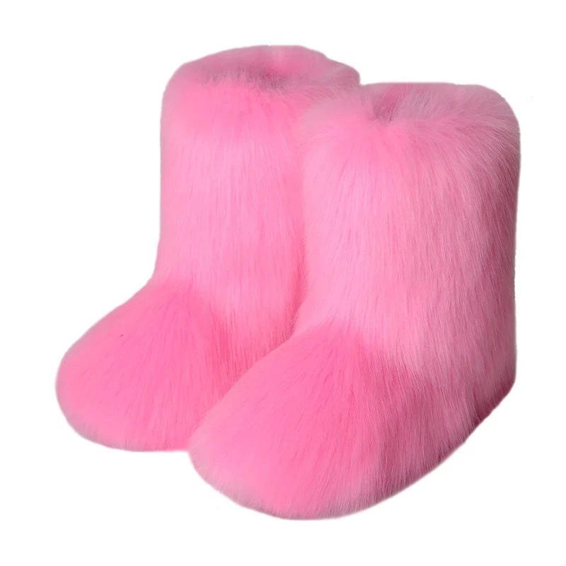 Bottes d’hiver femme fourrées en fausse fourrure