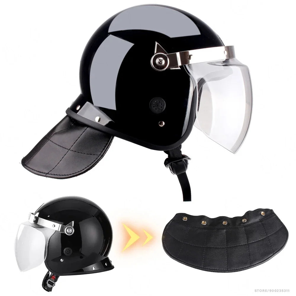 Casque Anti-Émeute Professionnel – Protection Crânienne ABS/PC, Masque PC Intégré, Norme DOT/ECE-R22, Sécurité & Maintien de l’Ordre