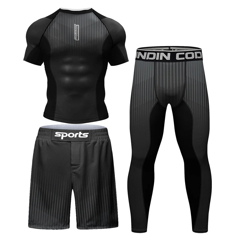 Ensemble Rashguard MMA – T-Shirt + Pantalon Compression – Jiu Jitsu / Kickboxing / Grappling - BLACKBEARD OUTDOOR INDUSTRIES
