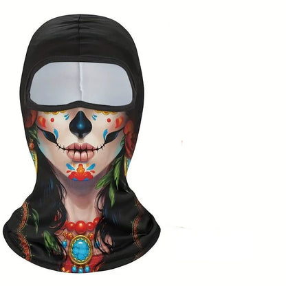 Cagoule masque intégral imprimé, protection visage adulte