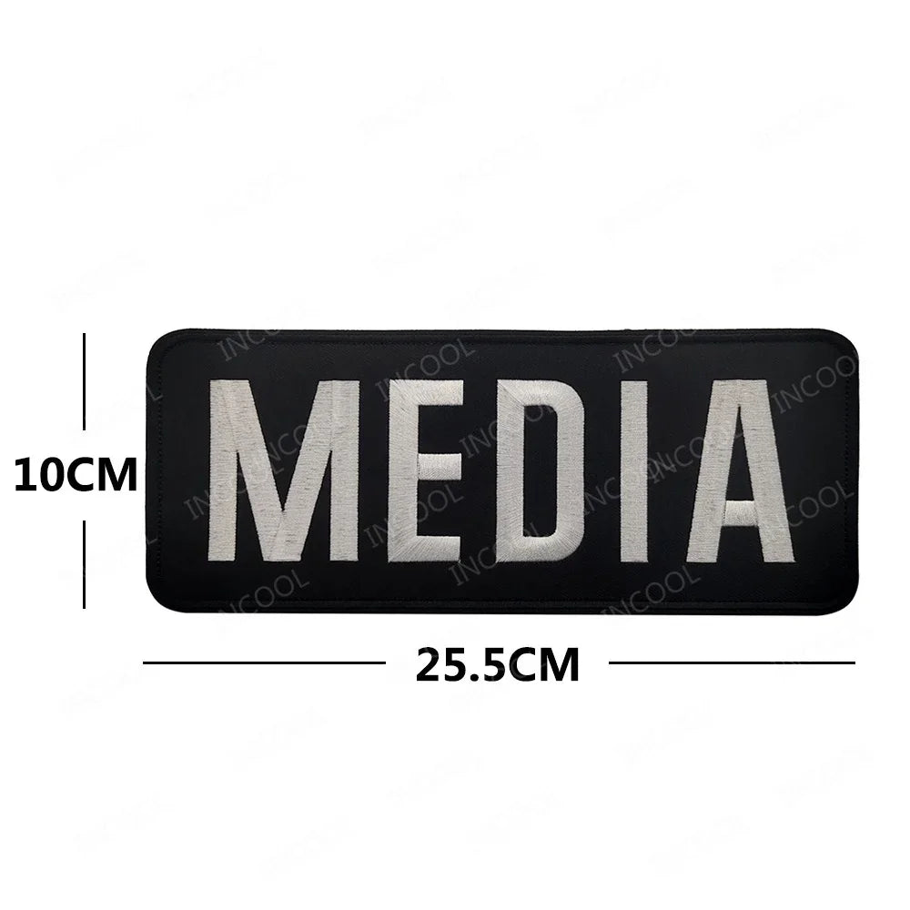 Patch Brassard Brodé PRESS MEDIA INSTRUCTOR – Réfléchissant & Lumineux | Velcro