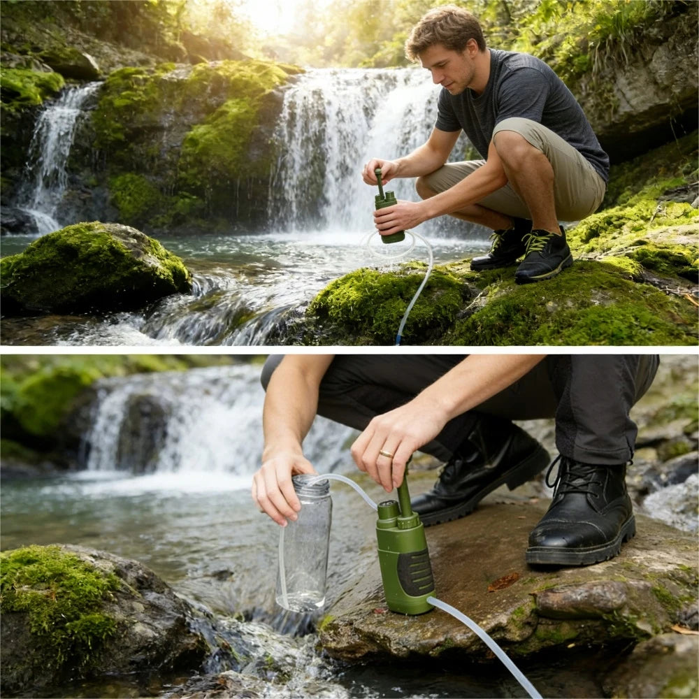 Filtre à Eau Portable 5 Étages 0,01µm – 3000L – Camping Survie Randonnée