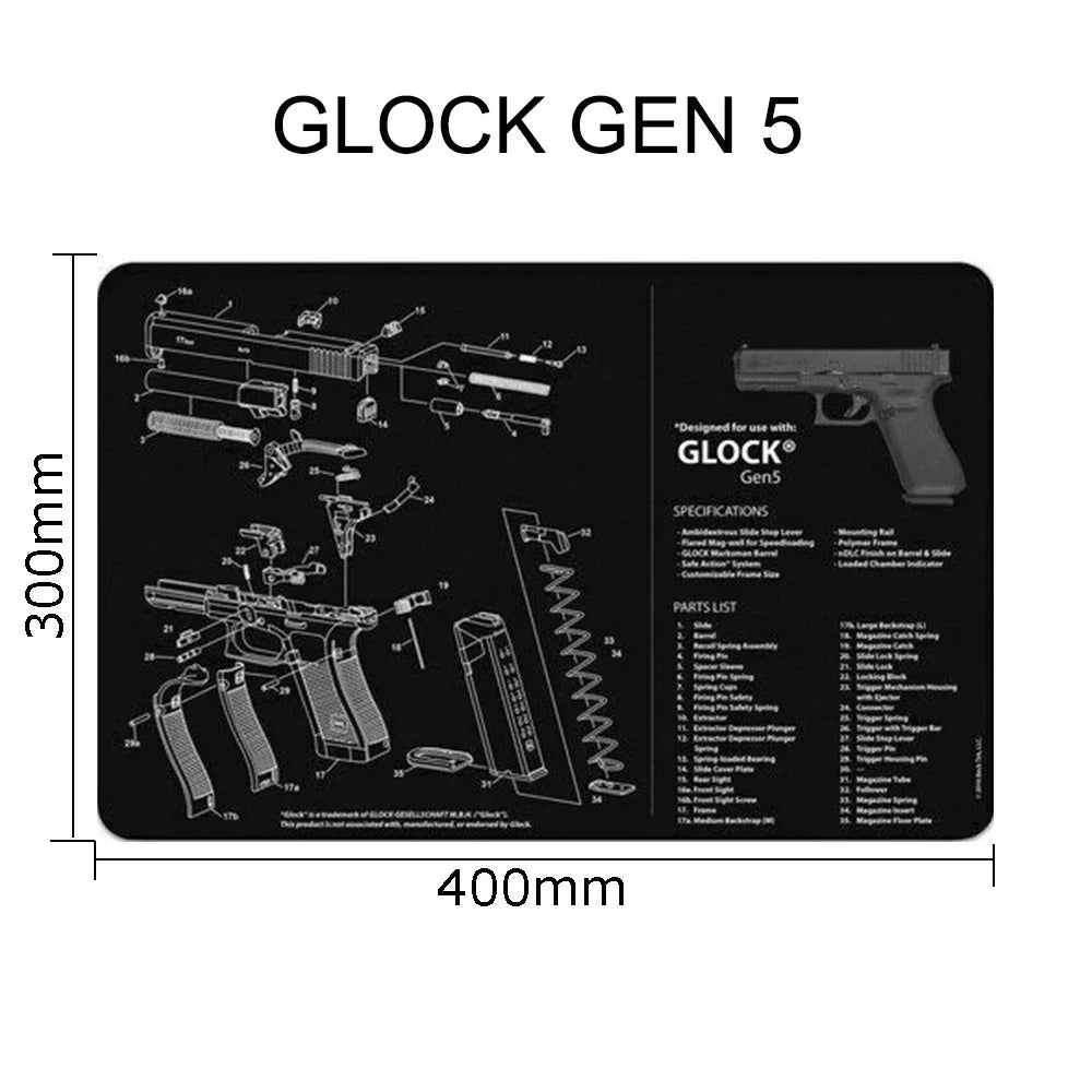 Tapis de Nettoyage pour Arme | Tapis Souris Multi-Armes – AR15, AK47, Remington 870, Glock, CZ75, P226, 1911… - BLACKBEARD OUTDOOR INDUSTRIES