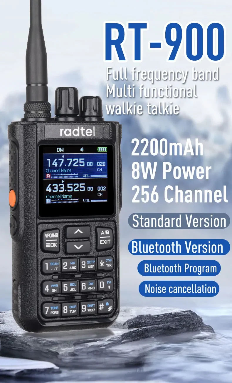 Talkie-Walkie Radtel RT-900 Ham Radio Full Band 8W – 256 Canaux, Air Band, Programmation Bluetooth (Optionnelle) - BLACKBEARD OUTDOOR INDUSTRIES