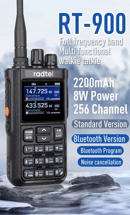 Talkie-Walkie Radtel RT-900 Ham Radio Full Band 8W – 256 Canaux, Air Band, Programmation Bluetooth (Optionnelle) - BLACKBEARD OUTDOOR INDUSTRIES