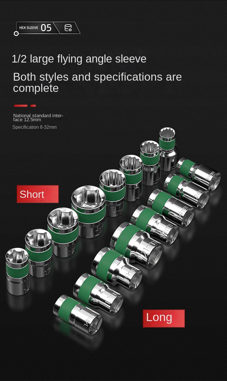 Jeu de Douilles 8-32 mm | Hexagonales 1/2" – Renforcées & Épaissies | Pour Clé à Chocs ou Pneumatique - BLACKBEARD OUTDOOR INDUSTRIES