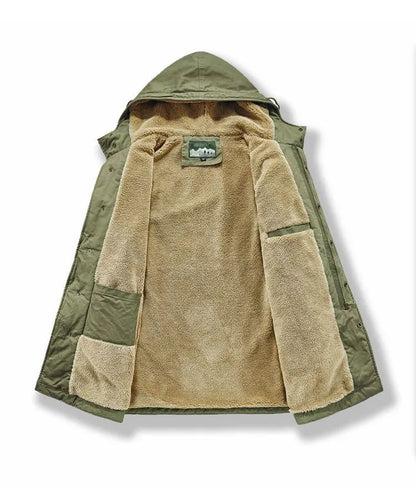 New American Retro M51 Mid-Length Windbreaker Parka with Hood Coat - Amish Cotton Long Coat for Men - Fall/Winter BLACKBEARD OUTDOOR INDUSTRIES