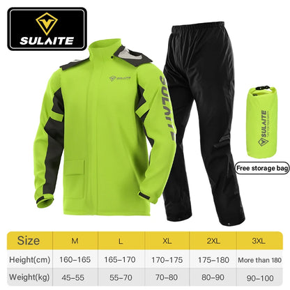 Combinaison Pluie Moto Imperméable 2 Pièces — Veste + Pantalon | Vert & Orange | M à XXXL - BLACKBEARD OUTDOOR INDUSTRIES