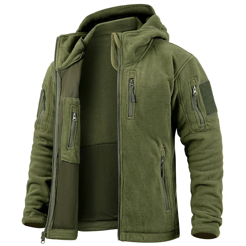 Veste Polaire Tactique Homme Hiver – Fermeture Complète, Capuche, Multi-Poches | Randonnée Chasse - BLACKBEARD OUTDOOR INDUSTRIES
