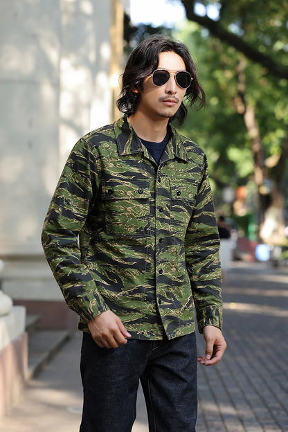 Chemise Camouflage Homme – Style Rayures Tigre | Manches Longues | Multi-poches | Casual & Workwear - BLACKBEARD OUTDOOR INDUSTRIES