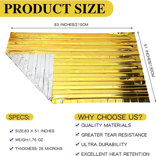 Couverture de Survie d’Urgence Extérieure 130x210 cm – Lot de 5 à 30 pièces - BLACKBEARD OUTDOOR INDUSTRIES