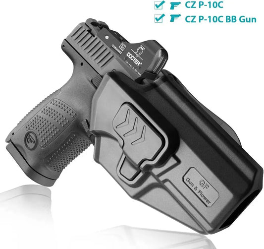 Holster OWB CZ P10C / P10S / P10C Airsoft – Rétention Level II, Paddle 360°, Posi-Click, Compatible Point Rouge | Droitier | 4 Fixations - BLACKBEARD OUTDOOR INDUSTRIES