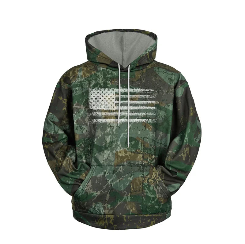 Hoodie Camouflage 3D Drapeau Américain — Sweat à Capuche Patriotique USA Imprimé Homme Femme Enfant - BLACKBEARD OUTDOOR INDUSTRIES