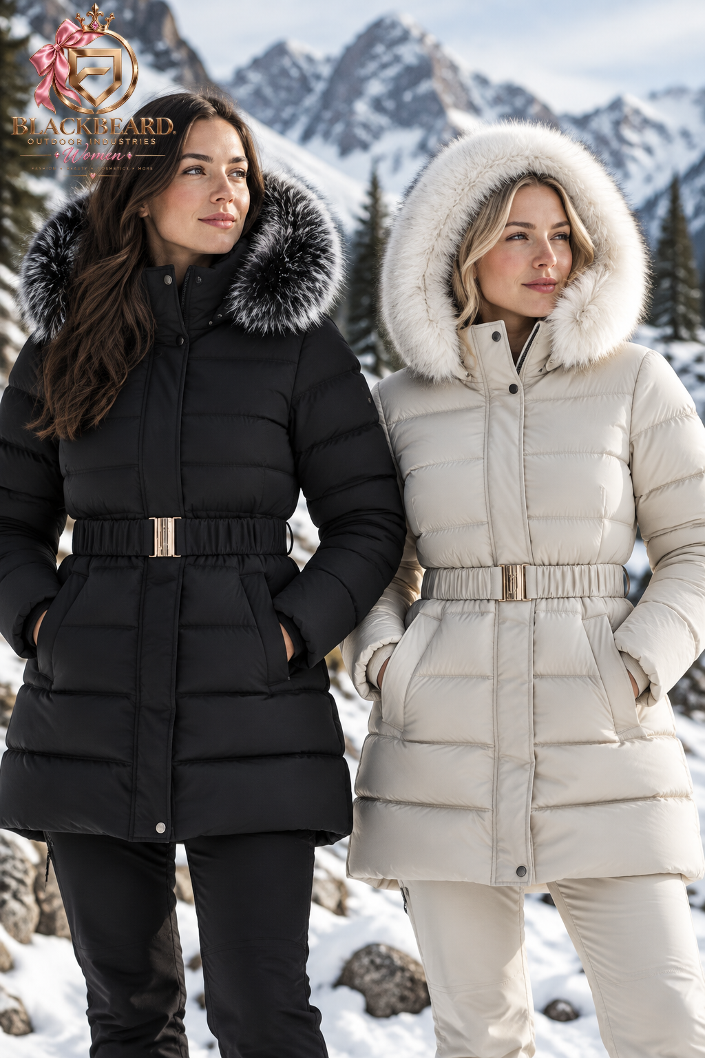 Manteau d'hiver femme matelassé à capuche et ceinture