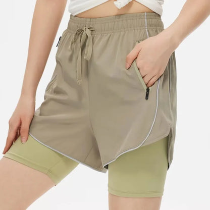 Shorts de Sport Femme 2-en-1 Taille Haute - Séchage rapide • Poche zippée • Confort anti-exposition - BLACKBEARD OUTDOOR INDUSTRIES