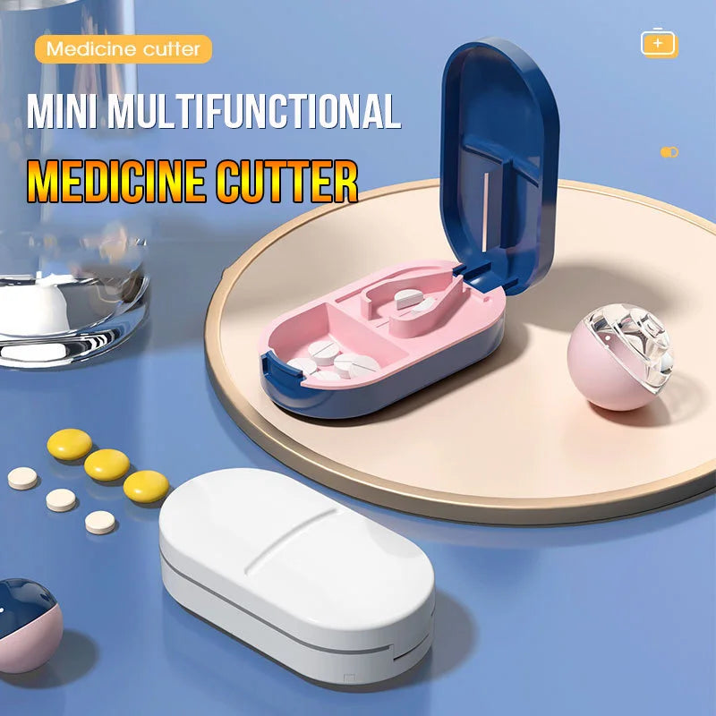 Coupe-Comprimés Portable avec Boîte de Rangement - Lame Inox, Réglable