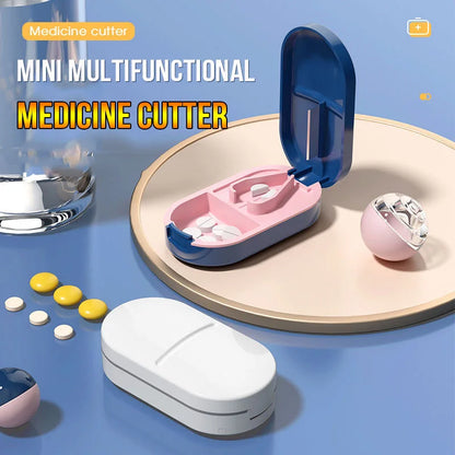 Coupe-Comprimés Portable avec Boîte de Rangement - Lame Inox, Réglable