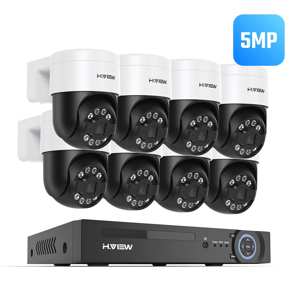 Kit Vidéosurveillance POE H.VIEW 5MP/8MP — NVR 8 Canaux + 4/6/8 Caméras IP Extérieur avec Détection IA - BLACKBEARD OUTDOOR INDUSTRIES