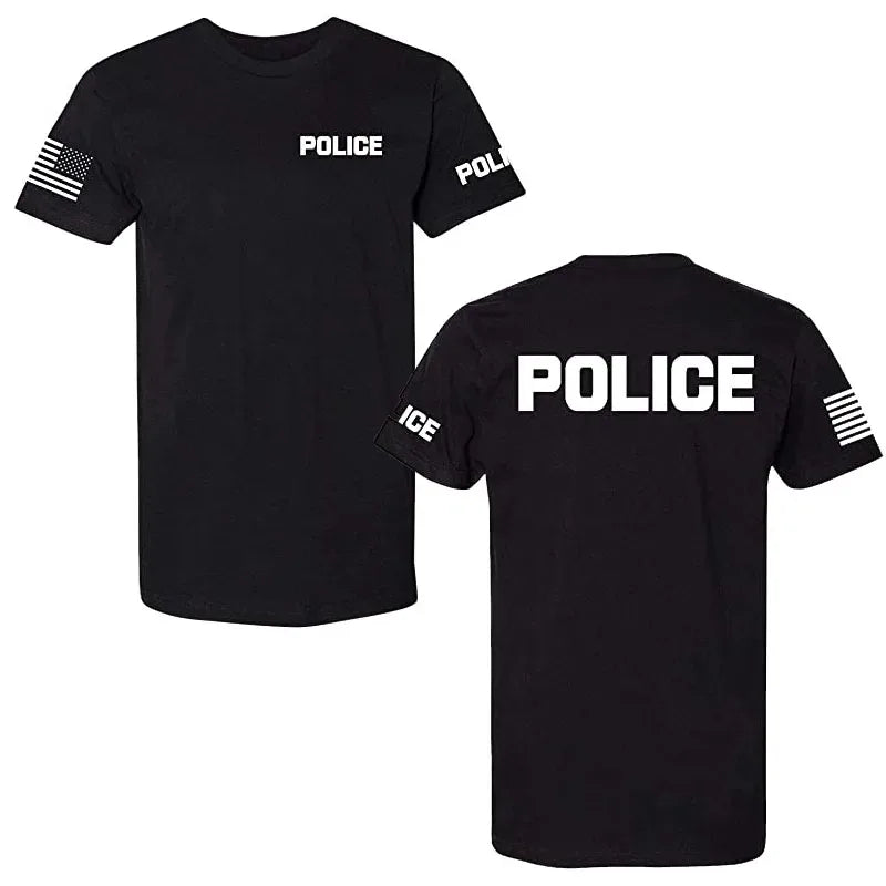 T-shirt police et secours unisexe en coton