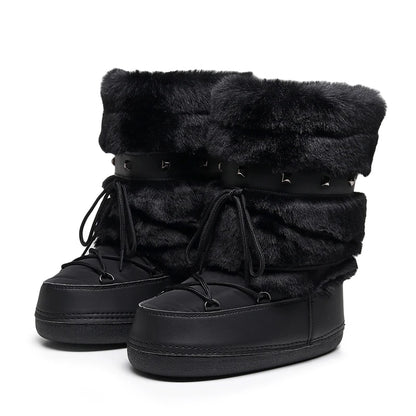 Bottes de neige fourrées femme mi-mollet