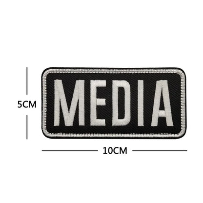 Patch Brodé MEDIA Grande Taille – Gilet Tactique Hook & Loop Insigne Presse