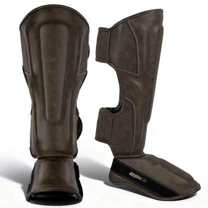 Tibières Professionnelles Cuir PU – Protège-Tibia & Pied Sanda, Muay Thai, Boxe | M à XL | 5 Coloris - BLACKBEARD OUTDOOR INDUSTRIES
