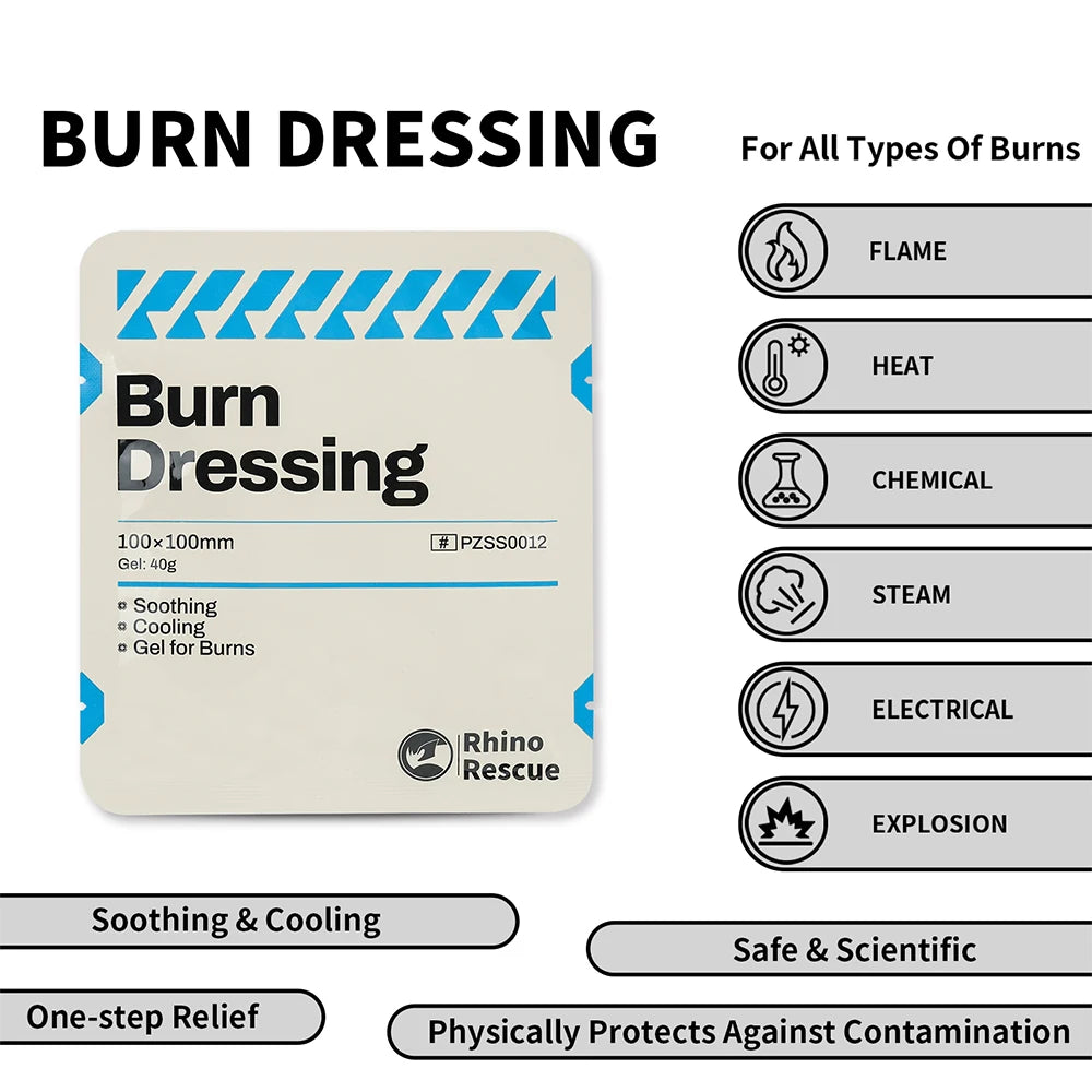 Pansement Brûlures RHINO RESCUE – Compresse Hydrogel Refroidissante pour Brûlures d'Urgence