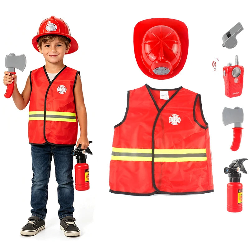 Kit Costumes Métiers Enfant 3-8 Ans – Déguisements Policier, Pompier, Médecin, Ingénieur - BLACKBEARD OUTDOOR INDUSTRIES